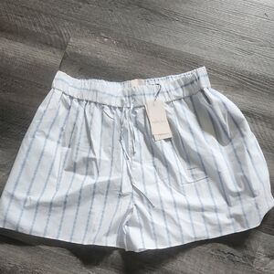 Cinq a Sept Sammy Striped Jacques Shorts in White and Blue